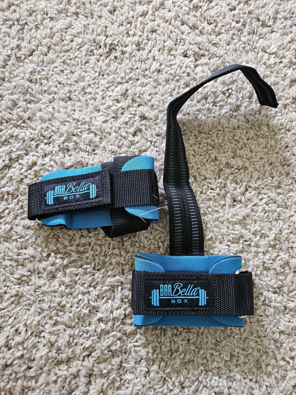 BarBella Box Weight Lifting Wrist Straps - Teal and Black